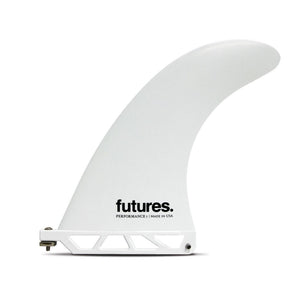 Futures Single Fin Performance Thermotech US weiße Surffinne mit Futures Logo, Seitenansicht