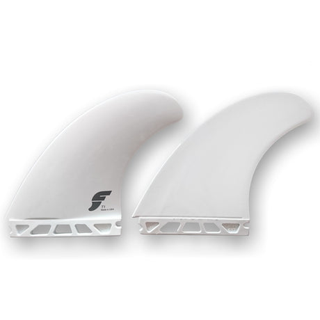 FUTURES Twin Fin Set T1 Thermotech weiß, zwei Surfflossen mit Thermotech-Material, Draufsicht