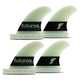FUTURES Big Wave Quad Fin Set Gerry Lopez G10, vier grüne Flossen mit schwarzem Band, Draufsicht