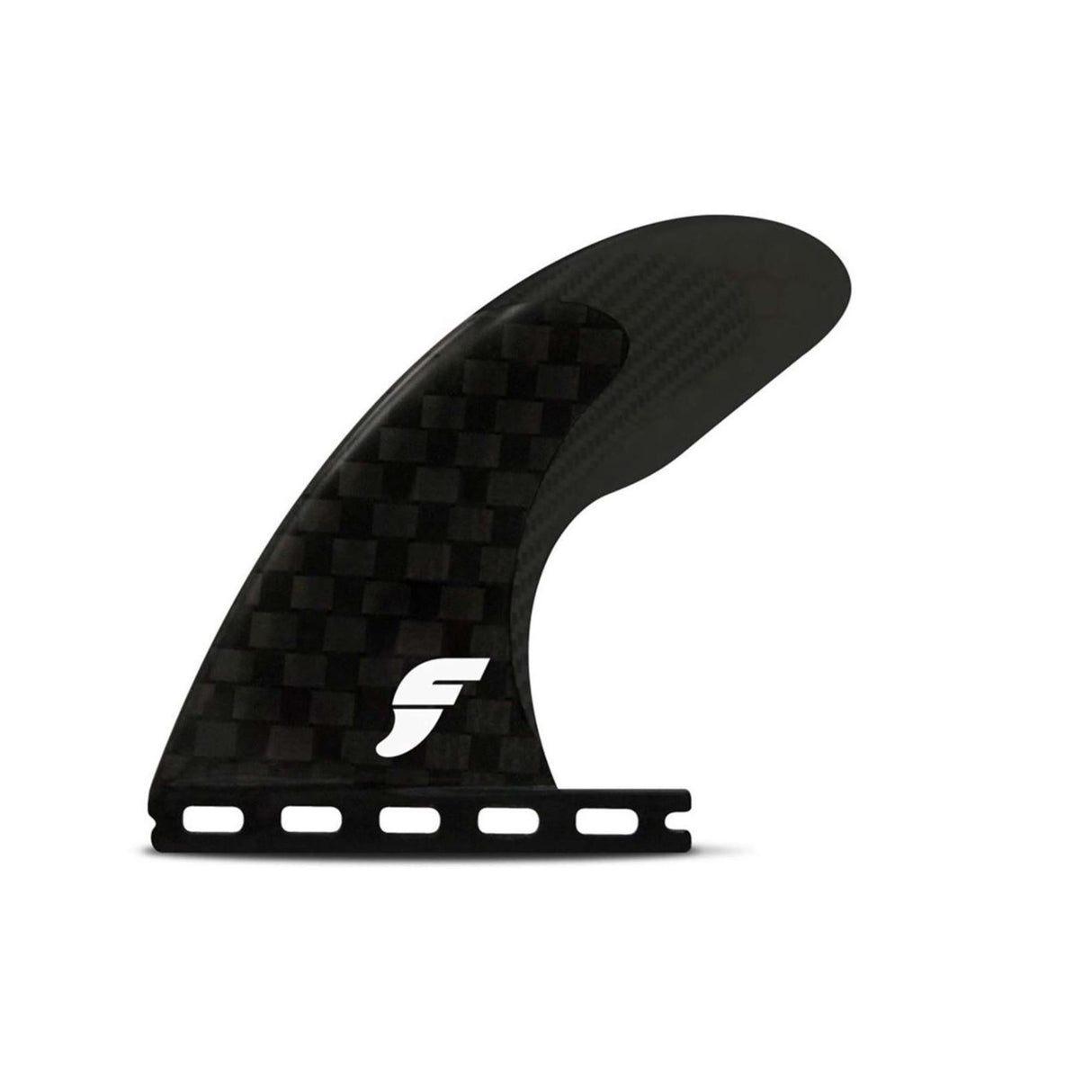 Futures Solus Hatchet Carbon Single Fin, schwarz, Seitenansicht mit Carbon-Struktur und weißem Futures-Logo