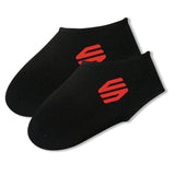 Sniper Bodyboard Neopren Socken schwarz mit rotem Logo, Paar Ansicht