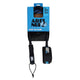 Ariinui SUP Straight Knie Leash 90 Zoll, schwarze Neoprenleine mit blauer Verpackung, Frontansicht