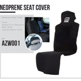 MDNS Neopren Auto-Sitzbezug in Schwarz mit Jersey-Vorderseite, Mesh-Rückseite und elastischen Seitenkordeln, Frontansicht