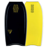 SNIPER Bodyboard Cortex PE Flex schwarz-gelb mit weißer Kante, Draufsicht