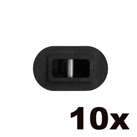 Futures Leash Plug Set, 10er Pack schwarze Kunststoffstecker mit Metallstift, Draufsicht
