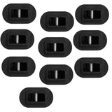 Futures Leash Plug Set, zehn schwarze Kunststoff-Stöpsel mit Metallstift, Draufsicht