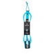 Roam Surfboard Leash Premium 6 Zoll in Blau, Neopren mit Klettverschluss, Frontalansicht des kompletten Leash mit Manschette und Befestigungssystem