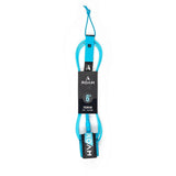 Roam Surfboard Leash Premium 6 Zoll in Blau, Neopren mit Klettverschluss, Frontalansicht des kompletten Leash mit Manschette und Befestigungssystem