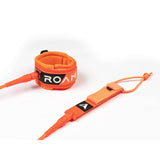 Roam Surfboard Leash Premium in Orange mit Knöchelmanschette, Verbindungsleine und Verschluss, Draufsicht