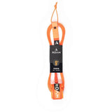 Roam Surfboard Leash Premium in Orange, 9mm Dicke, mit schwarzem Branding-Label und Befestigungsschlaufe, Frontansicht