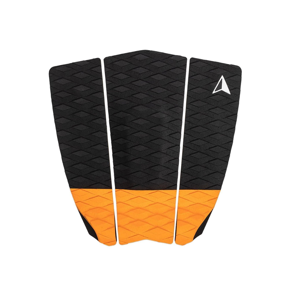 Roam Footpad Deck Grip Traction Pad 3-tlg, schwarz-orange, Draufsicht, strukturierte Gummimatte für Surfboard