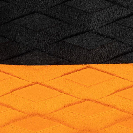Roam Footpad Deck Grip 3-teilig, schwarz und orange Griffbelag mit strukturierter Oberfläche, Draufsicht