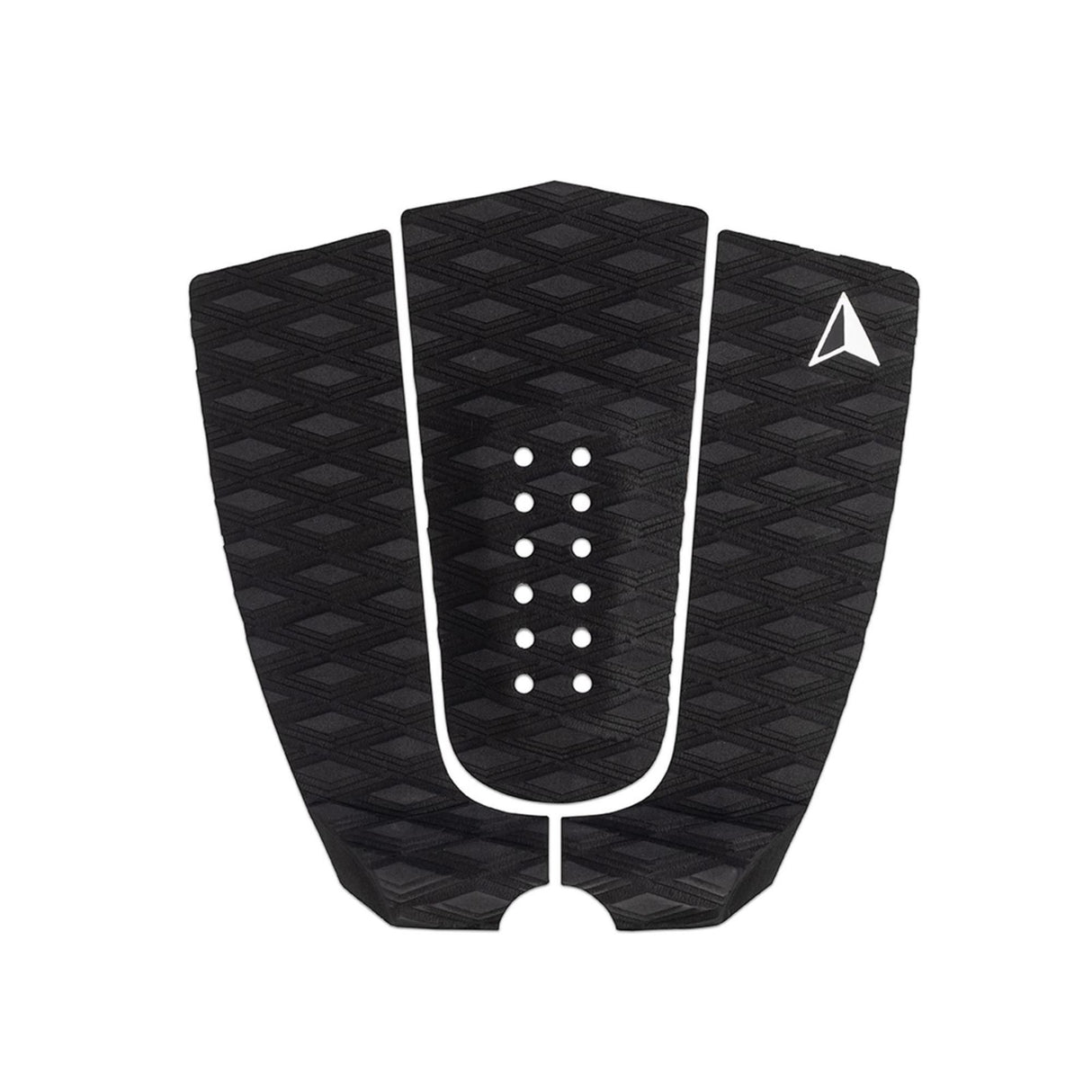 Roam Footpad Deck Grip Traction Pad 3-teilig schwarz mit weißen Grifflöchern, Draufsicht