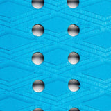 Roam Footpad Deck Grip Traction Pad 3-teilig in Blau mit Griffmuster und Befestigungslöchern, Draufsicht