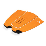 Roam Footpad Deck Grip Traction Pad 3-teilig orange mit Löchern und schwarzen Fersenstücken, Draufsicht