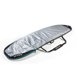 ROAM Surfboard Daylight Funboard Transporttasche mit silberner Polsterung und schwarzen Griffen, Seitenansicht