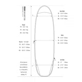 ROAM Daylight Funboard Surfboard Technische Zeichnung mit Abmessungen und Spezifikationen von oben