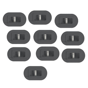 Futures Leash Plug Set, grau, zehn Kunststoffstöpsel mit Metallstiften in Draufsicht