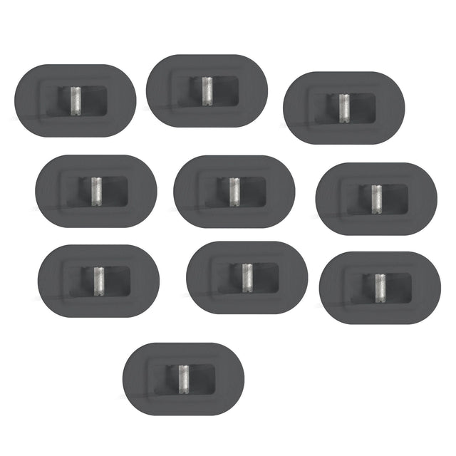 Futures Leash Plug Set, grau, zehn Kunststoffstöpsel mit Metallstiften in Draufsicht