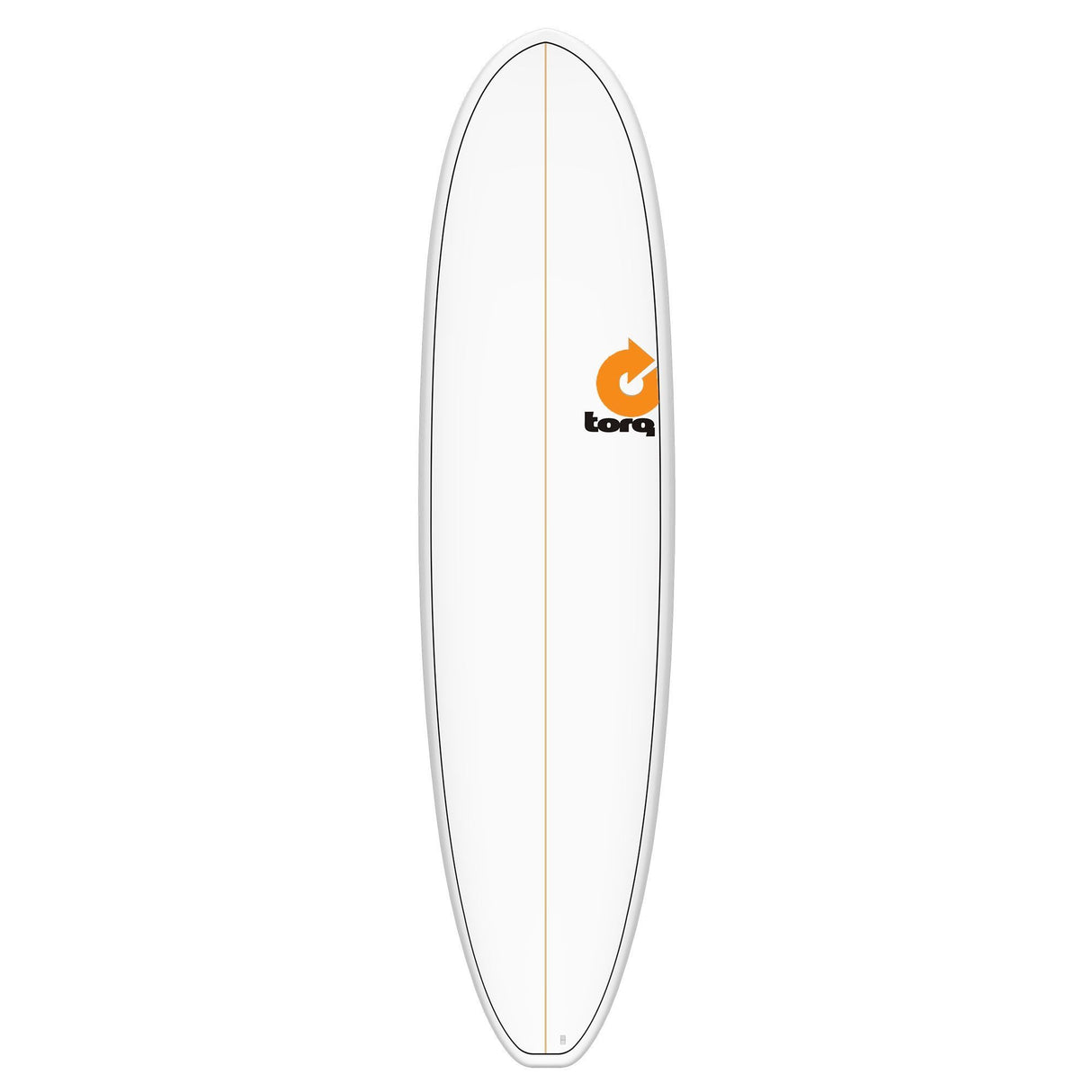 Torq TET V+ MOD Fun Surfboard weiß mit grauem Rail und Torq Logo, Draufsicht