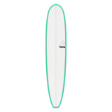 Torq TET Longboard mit türkiser Kante und weißem Deck, Draufsicht