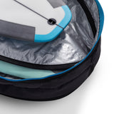 ROAM Surfboard Tech Bag Doppel Long mit Schaumstoffpolsterung und blauem Reißverschluss, Detailansicht des Innenfachs