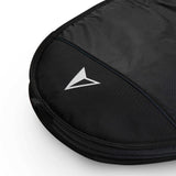 ROAM Surfboard Tech Bag Doppel Long, schwarze Transporttasche mit weißem Logo, Detailansicht der Oberseite