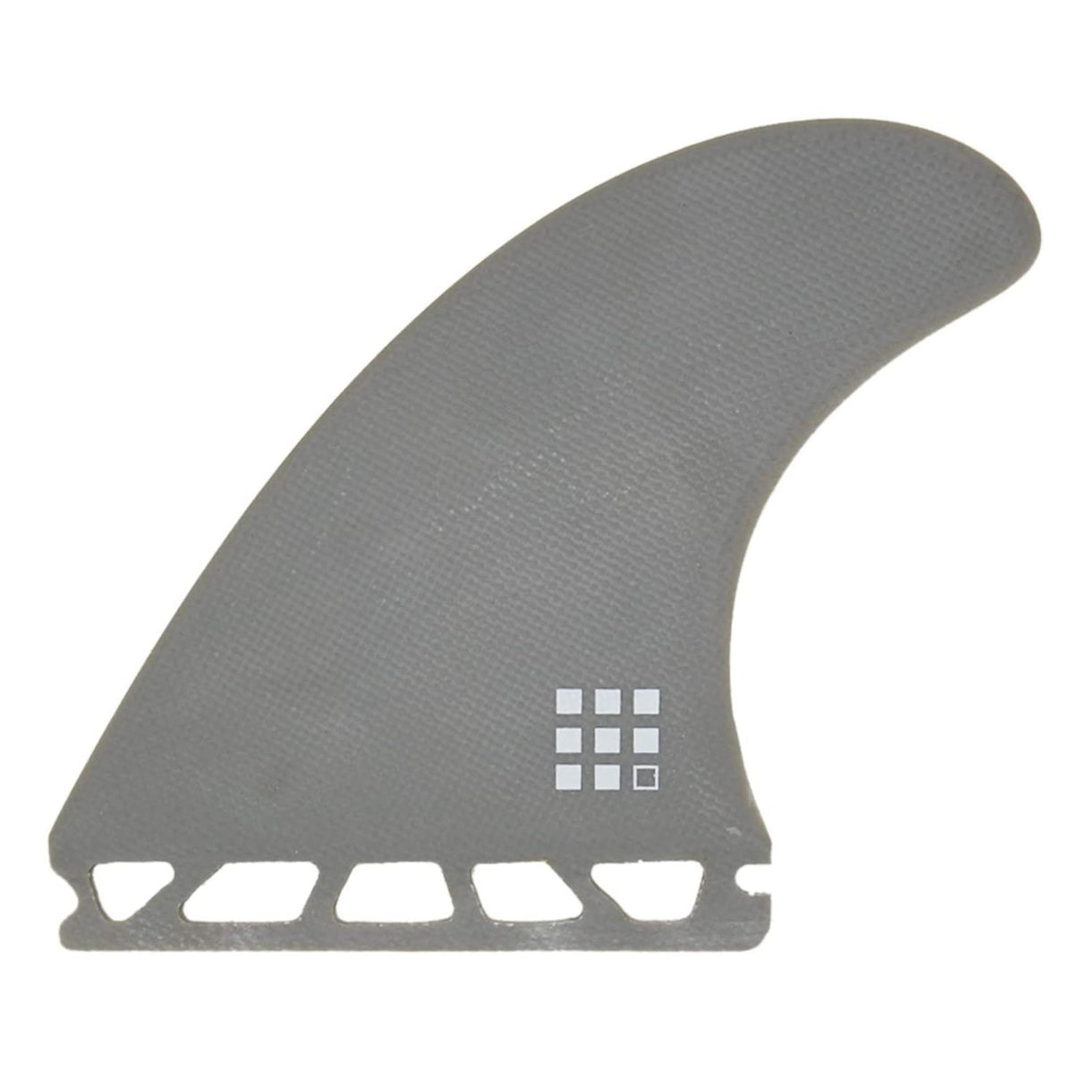 Futures Quad Fin Set EA Eric Arakawa Control graue Surfflossen mit Gitterdesign Seitenansicht