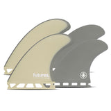 Futures Quad Fin Set EA Eric Arakawa Control mit vier Finnen in Creme und Grau, Seitenansicht