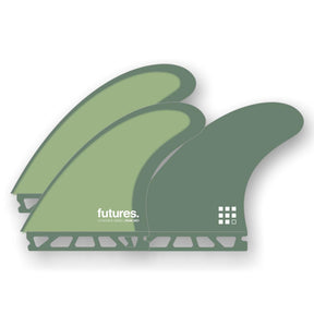 Futures Thruster Fin Set Pancho Sullivan Control in Grün- und Schieferfarben, Draufsicht