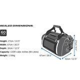 OverBoard Duffel Bag Pro 60L schwarz, wasserdichte Reisetasche mit Tragegriffen, Seitentaschen und Abmessungen von 67x27x32cm