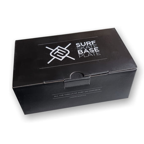Flying Wheels Lombard Surfskate Basisplatte schwarze Verpackungsbox mit Logo, Draufsicht