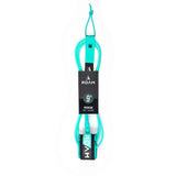 Roam Surfboard Leash Premium in Türkis, 9 Fuß, mit Neopren-Manschette und Befestigungsseil, Frontalansicht