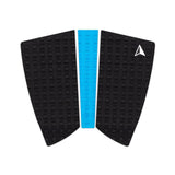 Roam Footpad Deck Grip Traction Pad 2+1 mit schwarzem Griptape und blauem Mittelstreifen, Draufsicht
