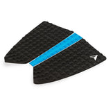 Roam Footpad Deck Grip Traction Pad 2+1 in Schwarz mit blauem Mittelstreifen, strukturierte Oberfläche, Draufsicht