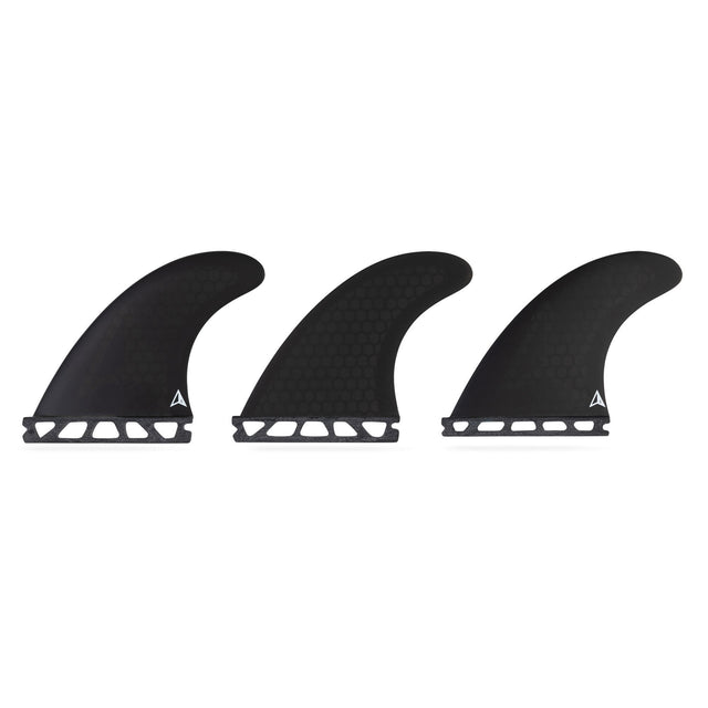 Roam Thruster Fin Set Allround Futures schwarze Flossen drei Stück Frontansicht