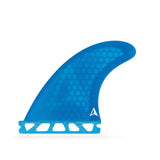 Roam Thruster Fin Set Allround Futures blau mit Wabenmuster, Seitenansicht
