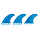 Roam Thruster Fin Set Allround Futures blau, drei Flossen mit weißer Basis, Draufsicht