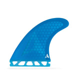 Roam Thruster Fin Set Allround blau mit Wabenmuster, Futures Box, Seitenansicht