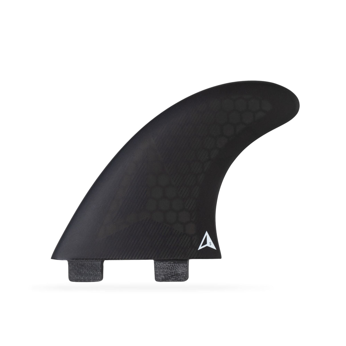 Roam Thruster Fin Set Allround schwarz mit FCS-Box, drei Flossen für Surfboard, seitliche Ansicht