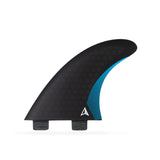 ROAM Thruster Finnensatz Performer two tab, schwarze Flosse mit blauem Einsatz und zwei Tabs, Seitenansicht