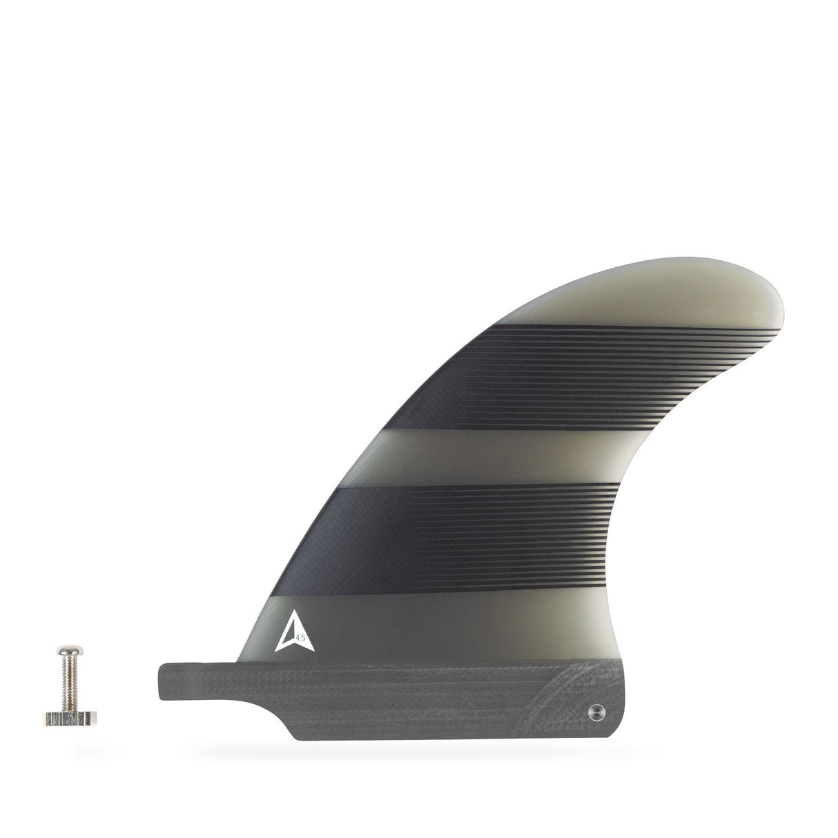 ROAM Surfboard Single Finne US Box Finne schwarz grau gestreift mit Befestigungsschraube