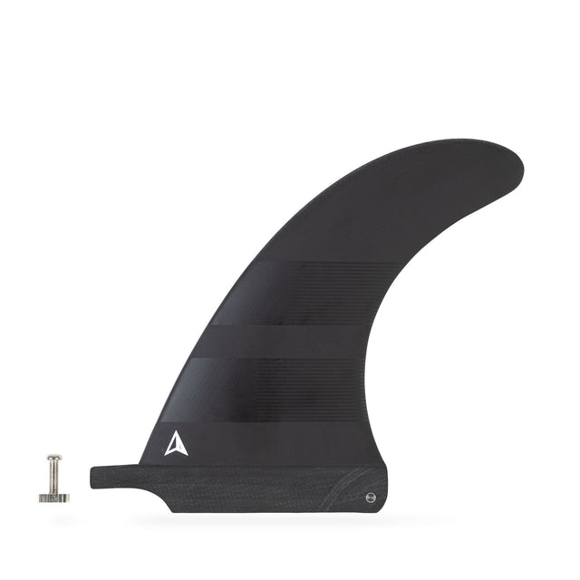 ROAM Surfboard Single Finne US Box, schwarze Kunststoffflosse mit Befestigungsschraube, Seitenansicht