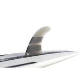 ROAM Surfboard mit Single Finne US Box, weiß mit schwarzen Streifen, Seitenansicht