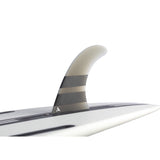 ROAM Surfboard mit Single Finne US Box, weiß-grau, seitliche Detailansicht der abnehmbaren Finne