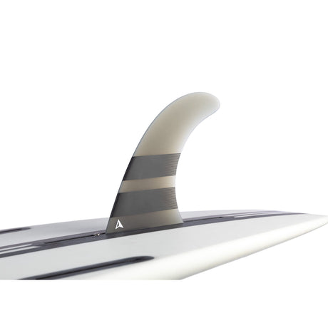 ROAM Surfboard mit Single Finne US Box, weiß-grau, seitliche Detailansicht der abnehmbaren Finne