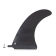 ROAM Surfboard Single Finne US Box, schwarze Flosse mit Rillenstruktur, Seitenansicht mit Befestigungszubehör
