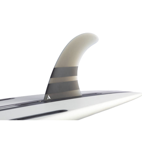 ROAM Surfboard mit Single Finne US Box, weiß-grau, Detailansicht der Finne mit Kunststoffband