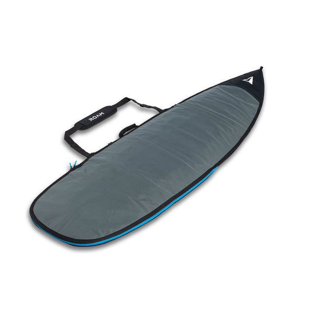ROAM Surfboard Daylight Short PLUS grau mit blauem Rand und schwarzem Tragegriff, Draufsicht