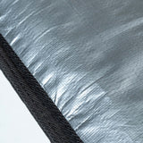 ROAM Surfboard Daylight Short PLUS, Grau-Silber mit strukturierter Oberfläche und schwarzem Rand, Detailaufnahme des Materials